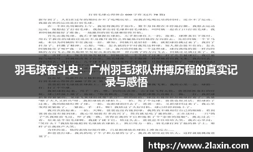 羽毛球奋斗史：广州羽毛球队拼搏历程的真实记录与感悟